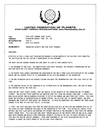 U.S.S. Enterprise Officer's Manual