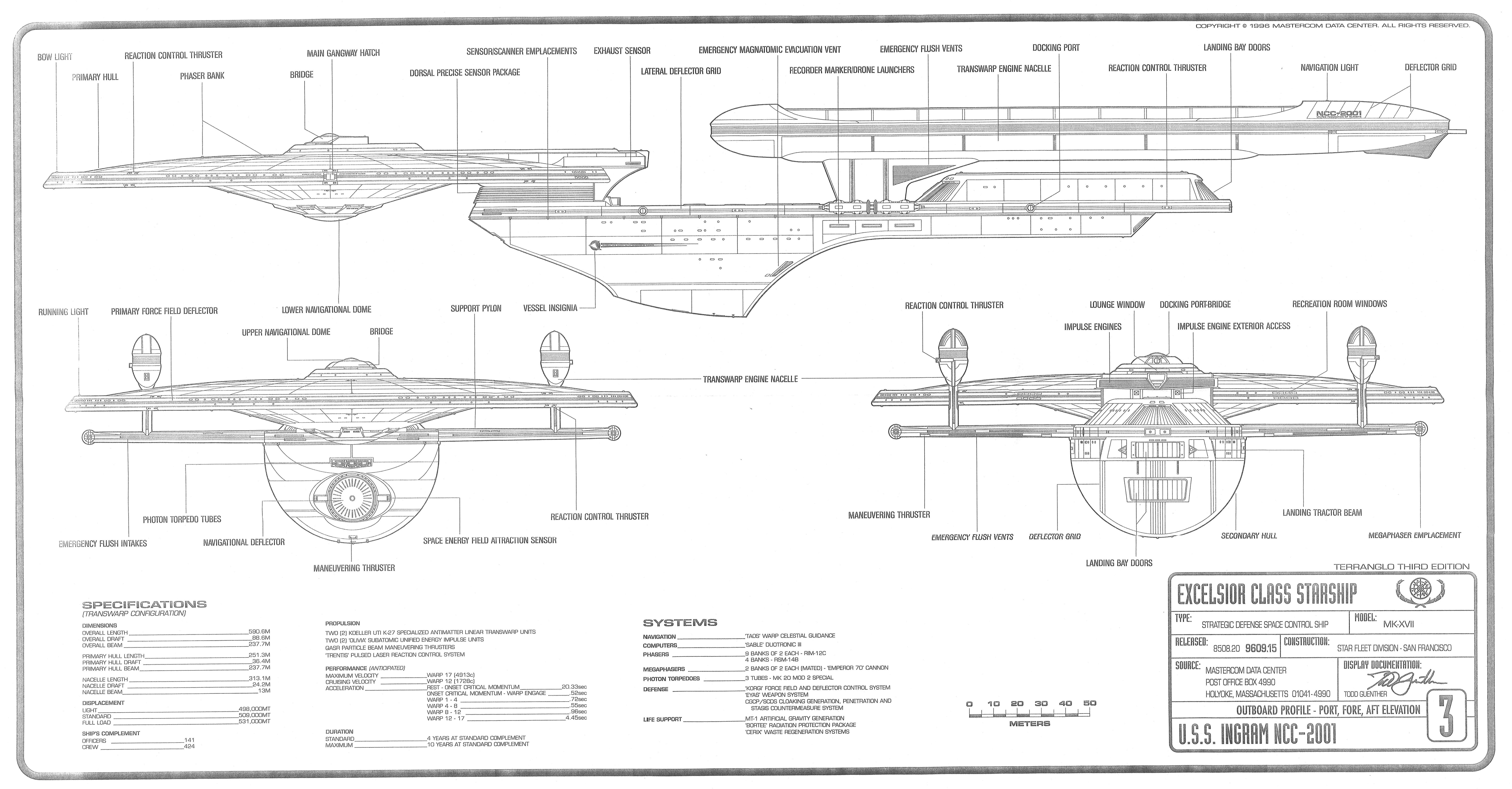 Uss Excelsior Ingram Class Blueprints Revised Complete Set In
