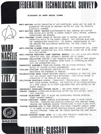 Galaxy Class Warp Drive Terms Glossary Pt. 1