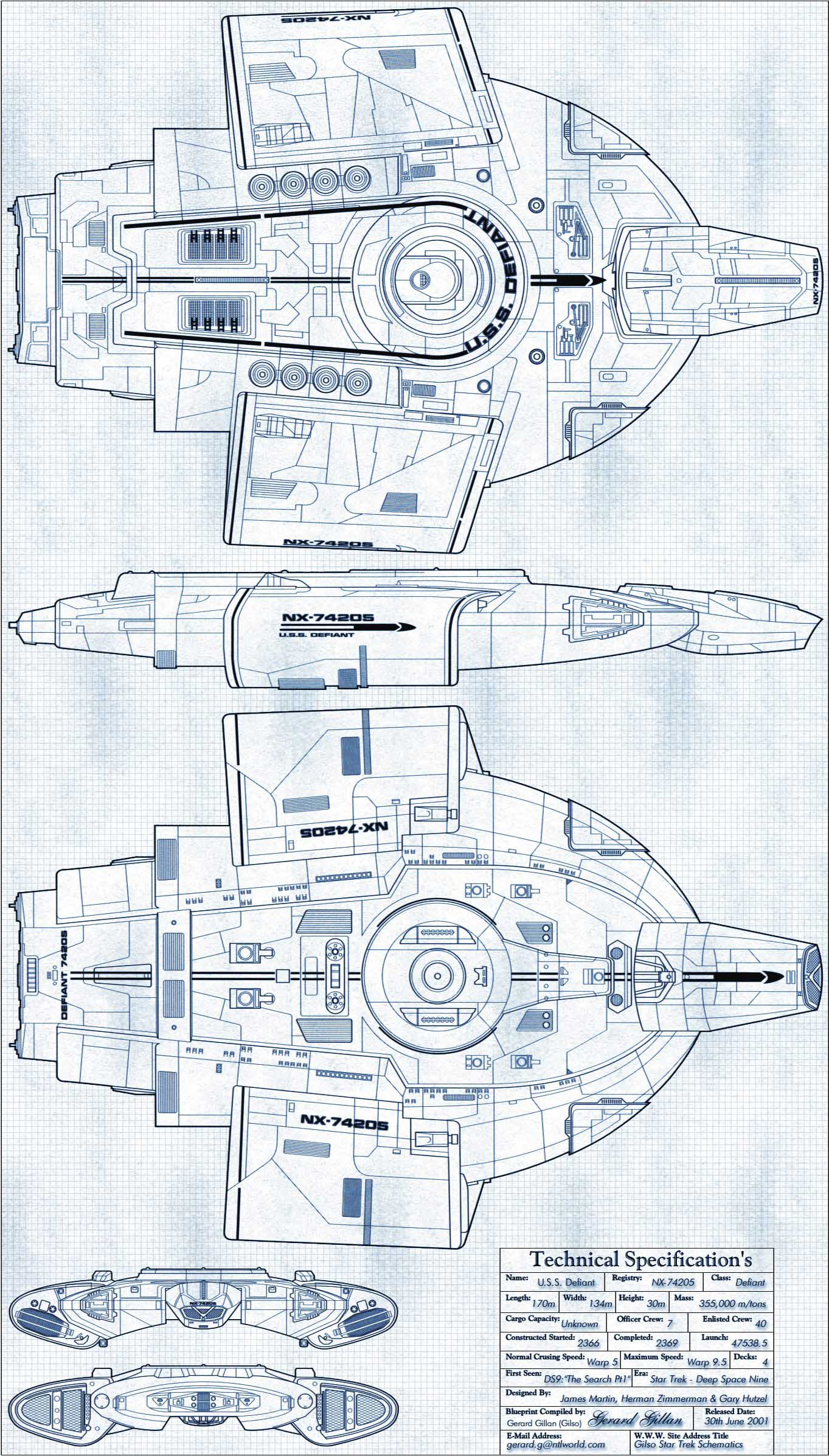Star Trek Uss Defiant Blueprints Star Trek Motion Picture 14 Official