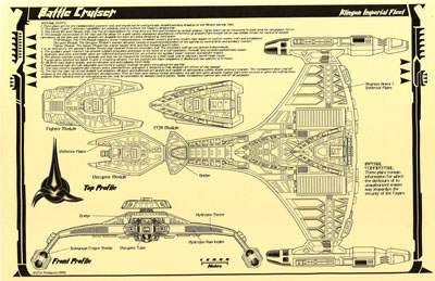 Klingon Vor'Cha Class Battle Cruiser Blueprints