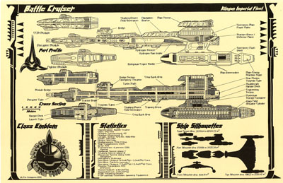 Klingon Vor'Cha Class Battle Cruiser Blueprints