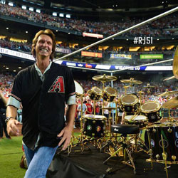Baseball Hall of Famer Randy Johnson Receives a Replica Neil Peart R30 Drum Kit at Jersey Retirement Ceremony