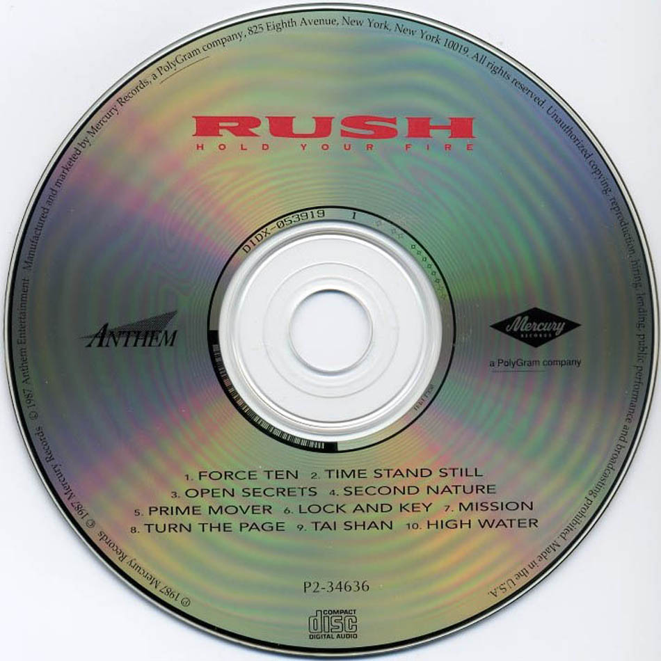 Rush Hold Your Fire CD