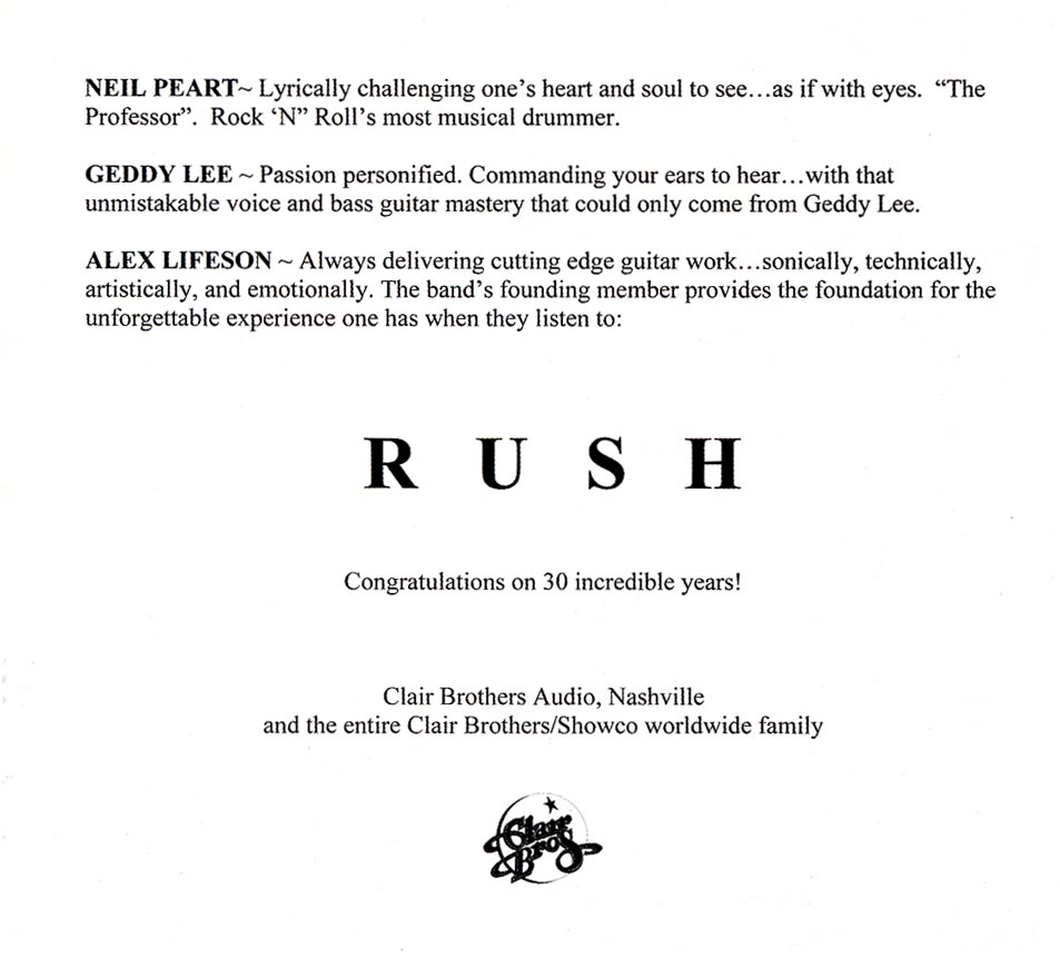Rush 30th Anniversary Tribute