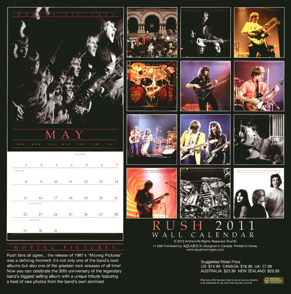 Rush 2011 Wall Calendar
