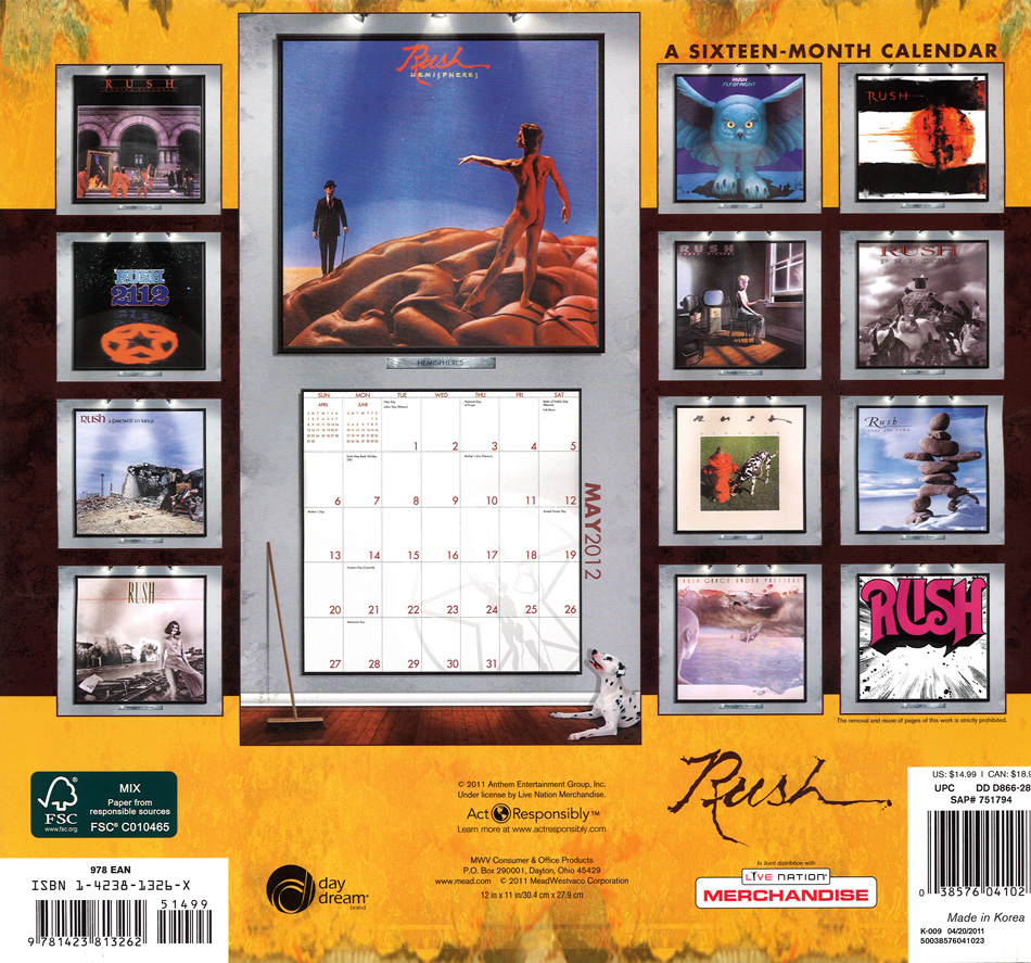 Rush 2012 Wall Calendar