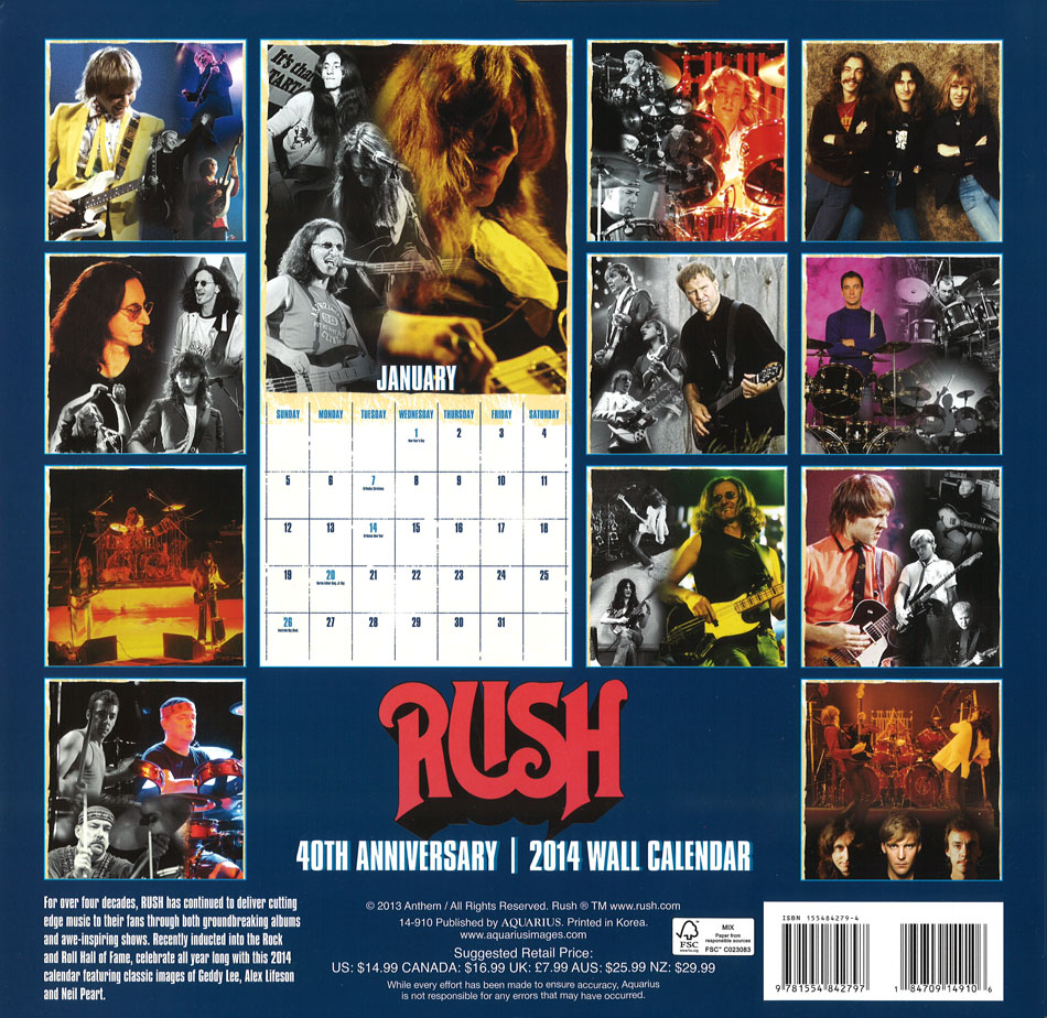 Rush 2014 Wall Calendar