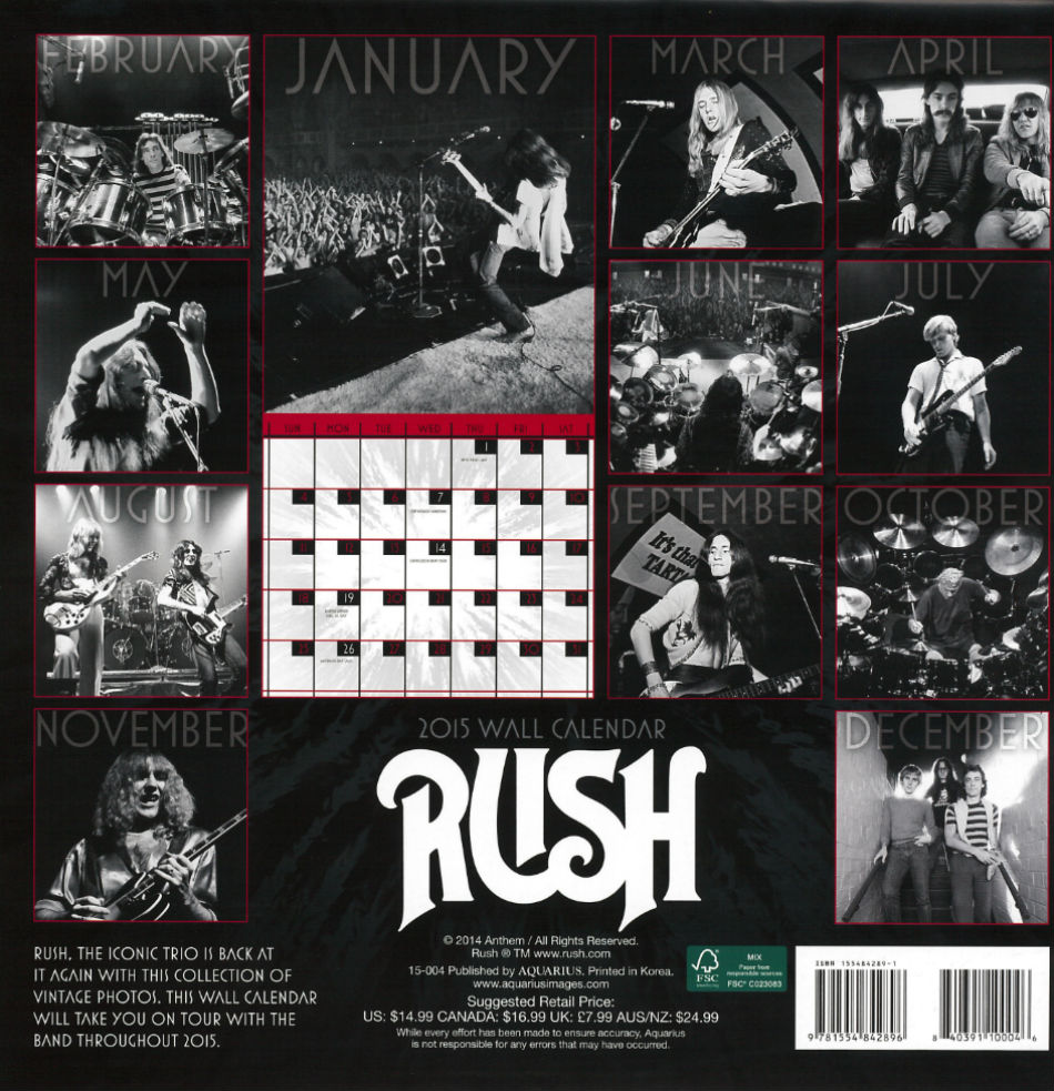 Rush 2015 Wall Calendar