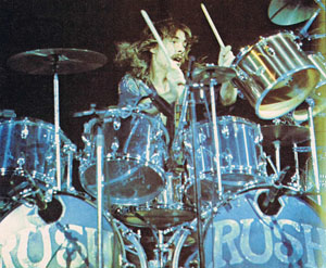 Neil Peart and his Chrome Drumkit