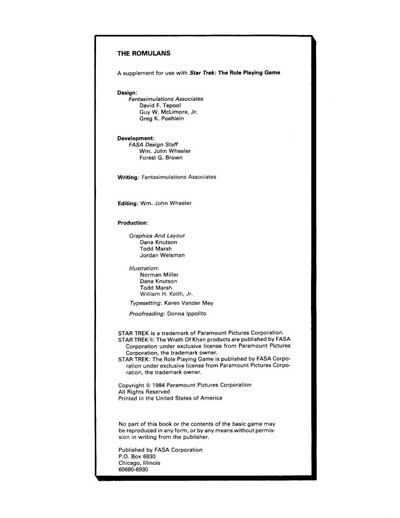 The Romulans (Starfleet Intelligence Manual & Game Operations Manual) (FASA 2005)