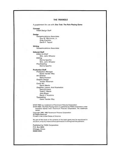 Star Trek RPG: The Triangle (FASA 2007)