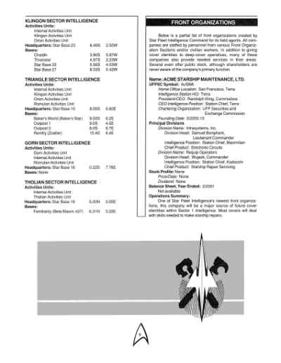 Star Trek RPG: Star Fleet Intelligence Manual (FASA 2014)