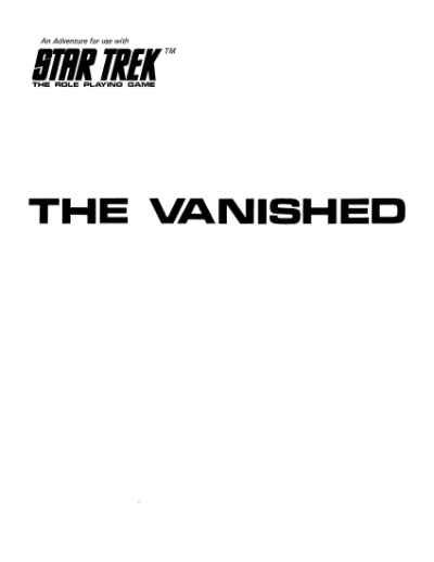 Star Trek RPG: The Vanished (FASA 2201)