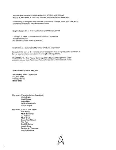 Star Trek RPG: The Vanished (FASA 2201)