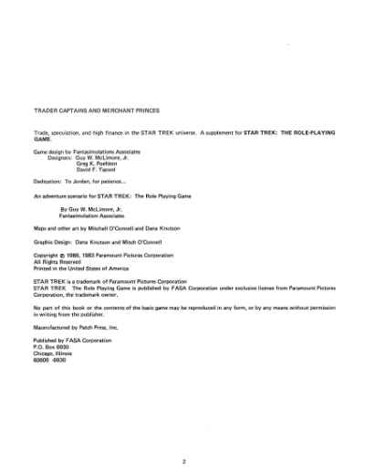 Star Trek RPG: Trader Captains and Merchant Princes (FASA 2203)