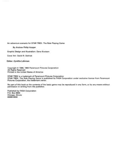 Star Trek RPG: Denial of Destiny (FASA 2205)
