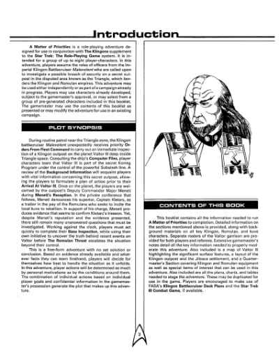 Star Trek RPG: A Matter of Priorities (FASA 2211)