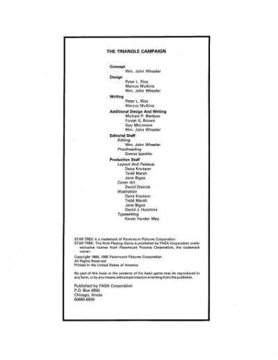 Star Trek RPG: The Triangle Campaign (FASA 2215)