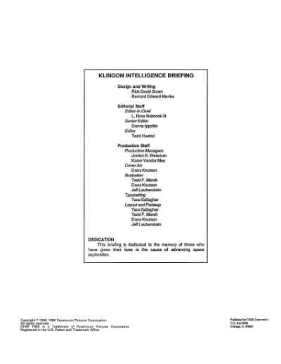 Star Trek RPG: Klingon Intelligence Briefing (FASA 2222)