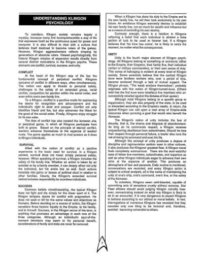 Star Trek RPG: Klingon Intelligence Briefing (FASA 2222)