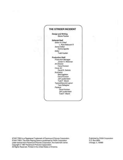 Star Trek RPG: The Strider Incident (2226)
