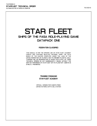Star Fleet Ships of the FASA Role-Playing Game (Datapack 01)