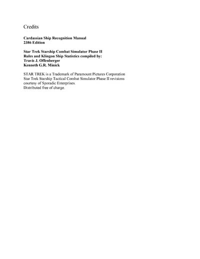 Cardassian Ship Recognition Manual - 2386 Edition