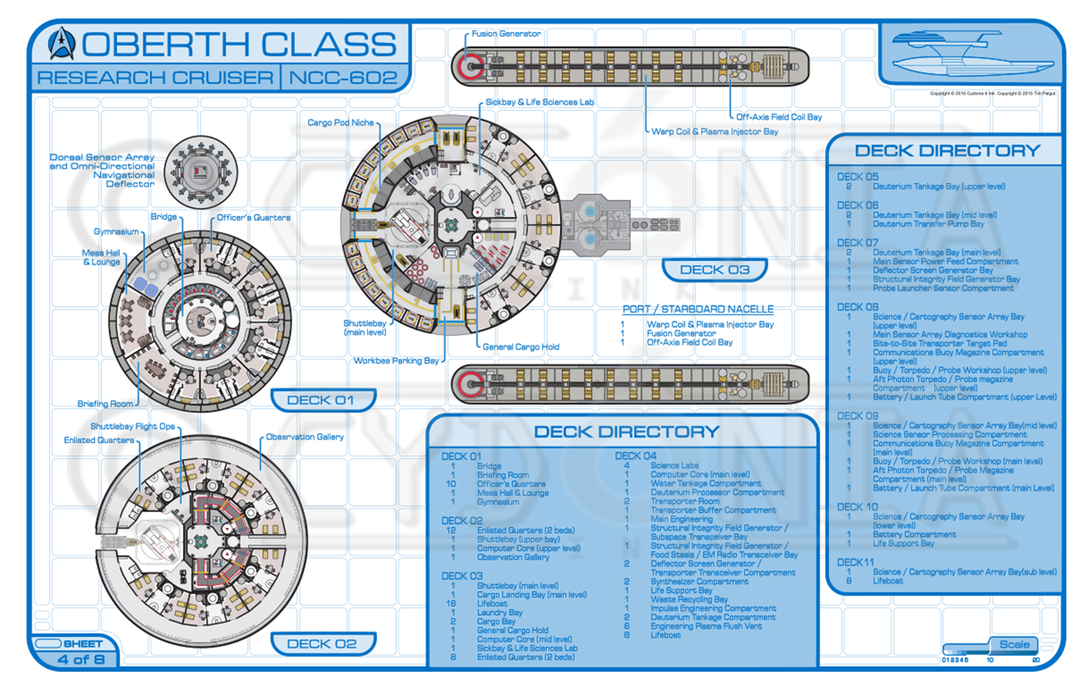 Cydonia 6 Ink Blueprints - Oberth Class Research Cruiser - NCC-602