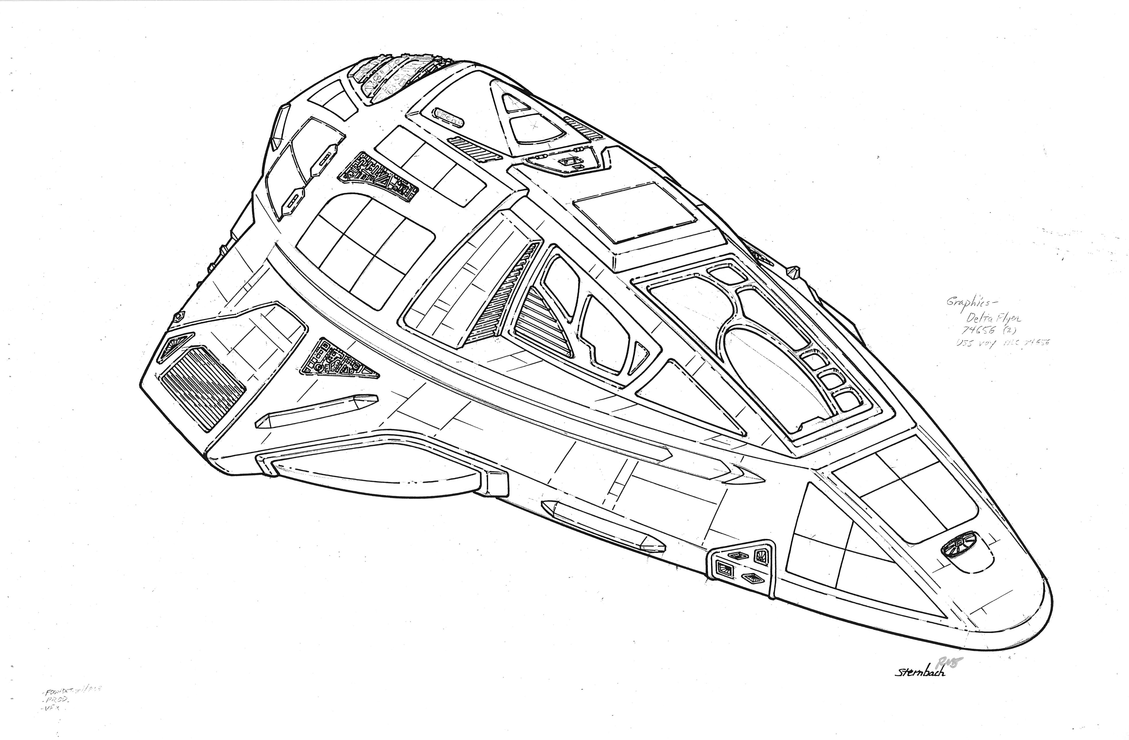 star trek voyager ship drawing