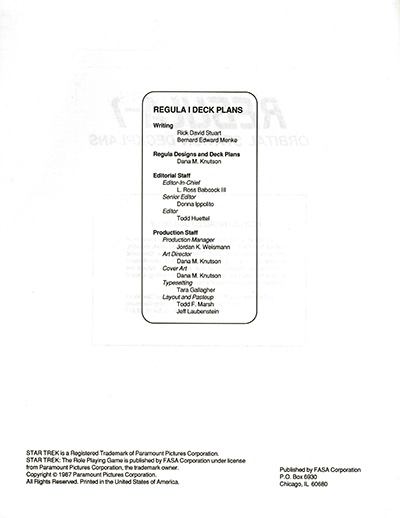 FASA Regula-1 Orbital Station Deckplans