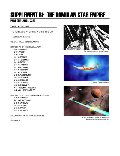 Federation Spaceflight Chronology - Romulan Star Empire Volume 1
