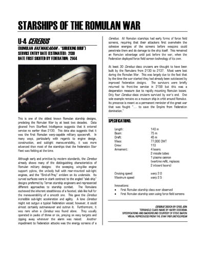 Federation Spaceflight Chronology - Romulan Star Empire Volume 1
