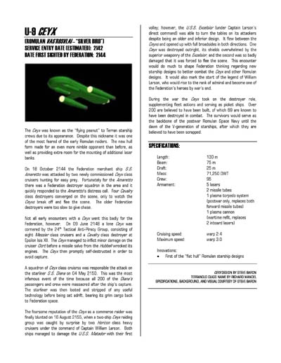 Federation Spaceflight Chronology - Romulan Star Empire Volume 1