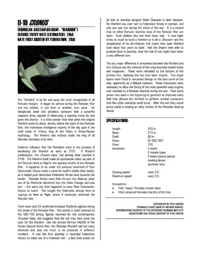 Federation Spaceflight Chronology - Romulan Star Empire Volume 1