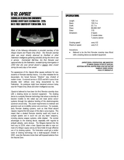 Federation Spaceflight Chronology - Romulan Star Empire Volume 1