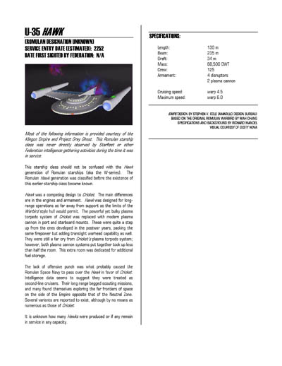 Federation Spaceflight Chronology - Romulan Star Empire Volume 1