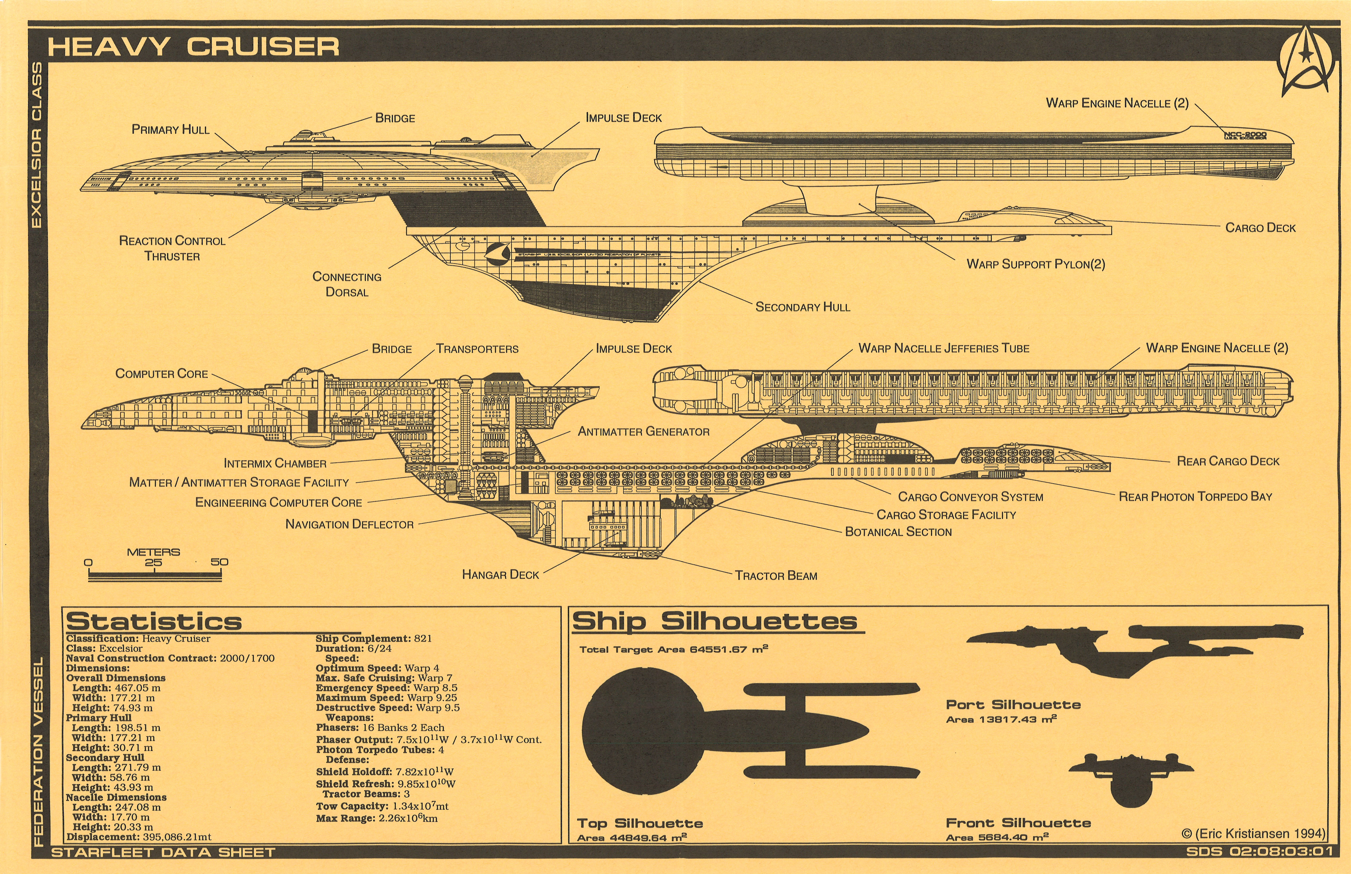 Star Trek Blueprints Jackills Starfleet Excelsior Class Heavy Cruiser