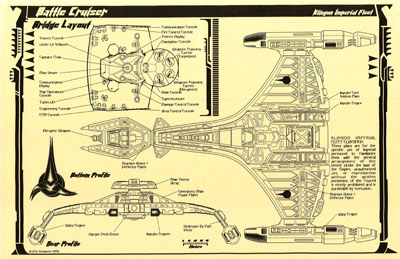 Klingon Vor'Cha Class Battle Cruiser Blueprints