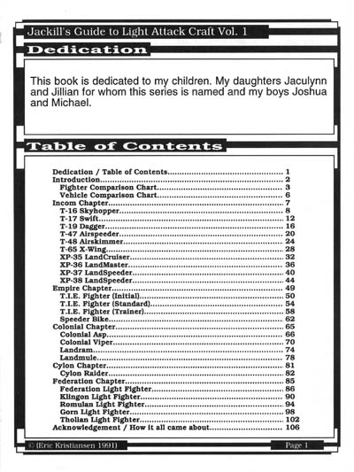 Jackill's Guide to Light Attack Craft, Volume 1 - Page 1