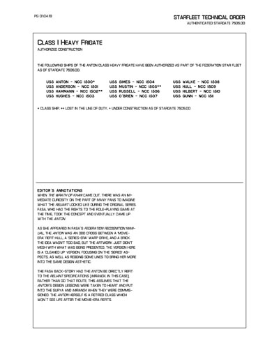 Starfleet Starship Recognition Manual - Volume One: Ships of the Line 2268