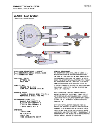 Starfleet Starship Recognition Manual - Volume One: Ships of the Line 2268