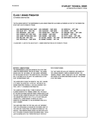 Starfleet Starship Recognition Manual - Volume Two: Ships of Support 2268