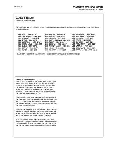 Starfleet Starship Recognition Manual - Volume Two: Ships of Support 2268