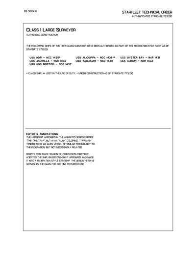 Starfleet Starship Recognition Manual - Volume Two: Ships of Support 2268