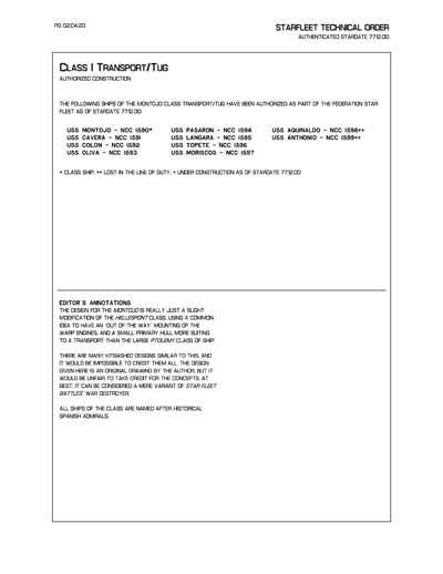 Starfleet Starship Recognition Manual - Volume Two: Ships of Support 2268