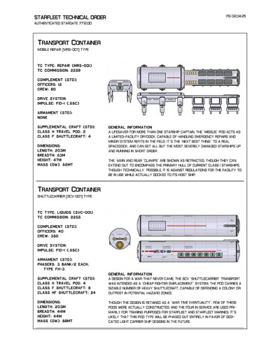 Starfleet Starship Recognition Manual - Volume Two: Ships of Support 2268