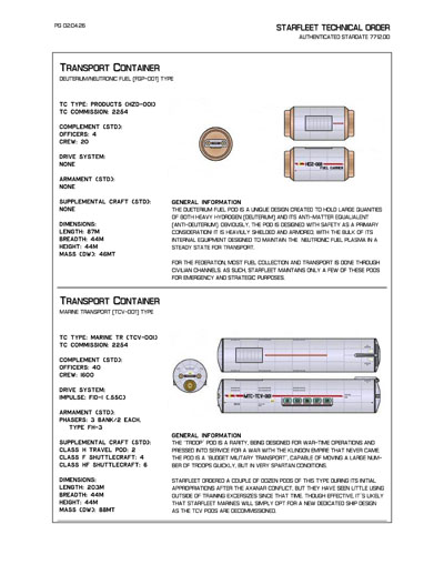 Starfleet Starship Recognition Manual - Volume Two: Ships of Support 2268