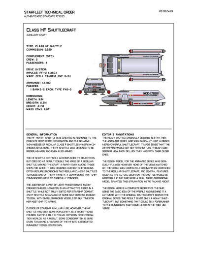 Starfleet Starship Recognition Manual - Volume Two: Ships of Support 2268