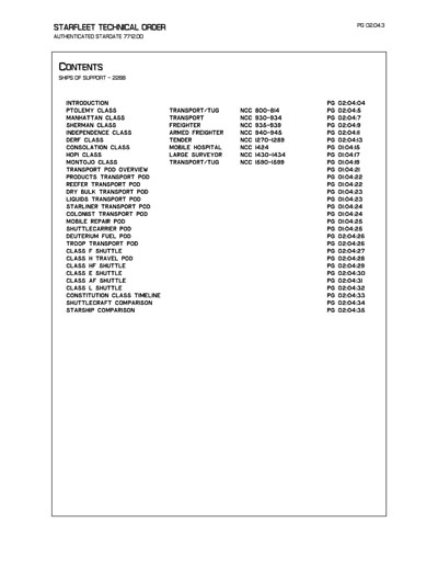 Starfleet Starship Recognition Manual - Volume Two: Ships of Support 2268